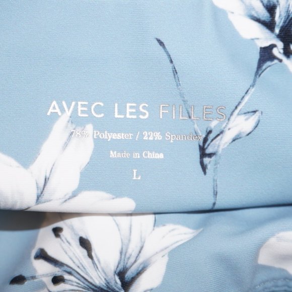 New AVEC LES FILLES Blue Floral Leggings L - Picture 9 of 10